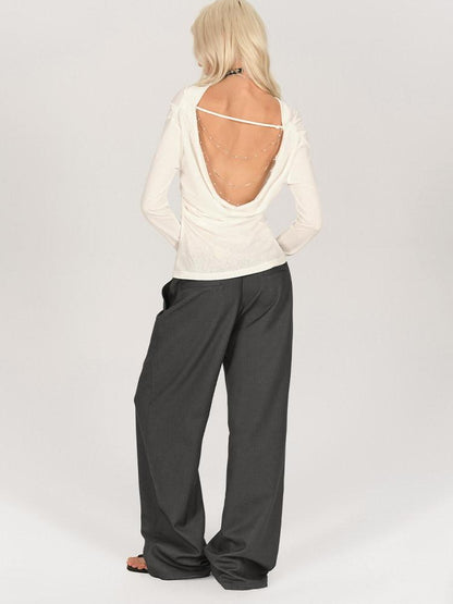 AFTADAWN One Shoulder Backless Detachable Chain Women&