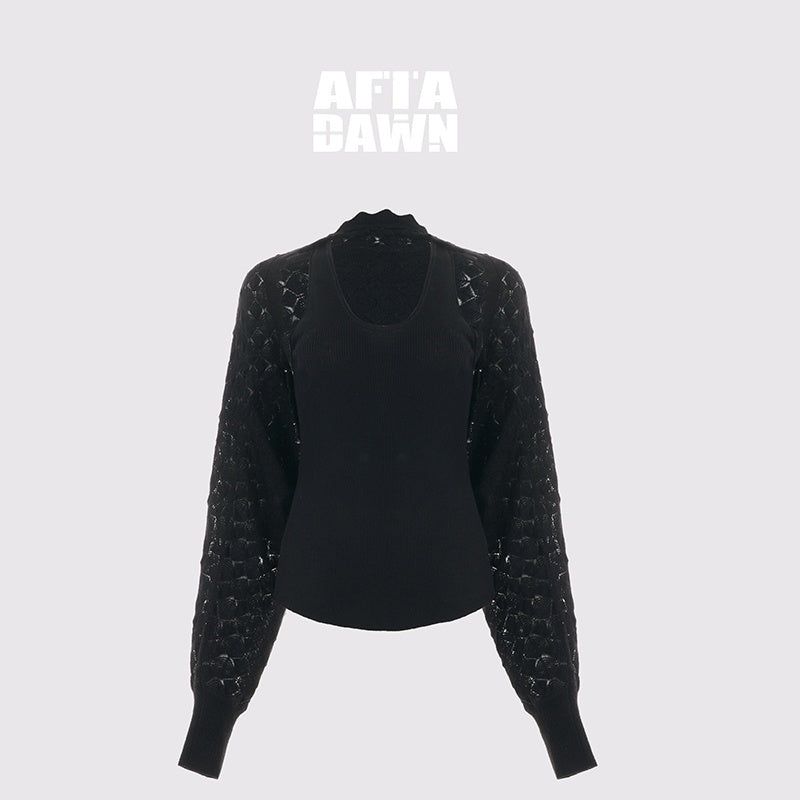AFTADAWN_Openwork_Textured_Loose_Batwing_Sleeve_Wool_Women&