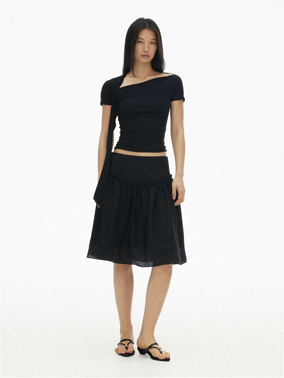 AFTADAWN Pearlescent Panelled Tulle High Waist Wide Band Women&