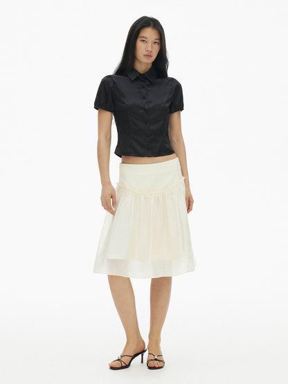 AFTADAWN Pearlescent Panelled Tulle High Waist Wide Band Women&