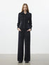 AFTADAWN Pile Velour Chenille Ribbed Shirt Flowy Trousers Set Suits