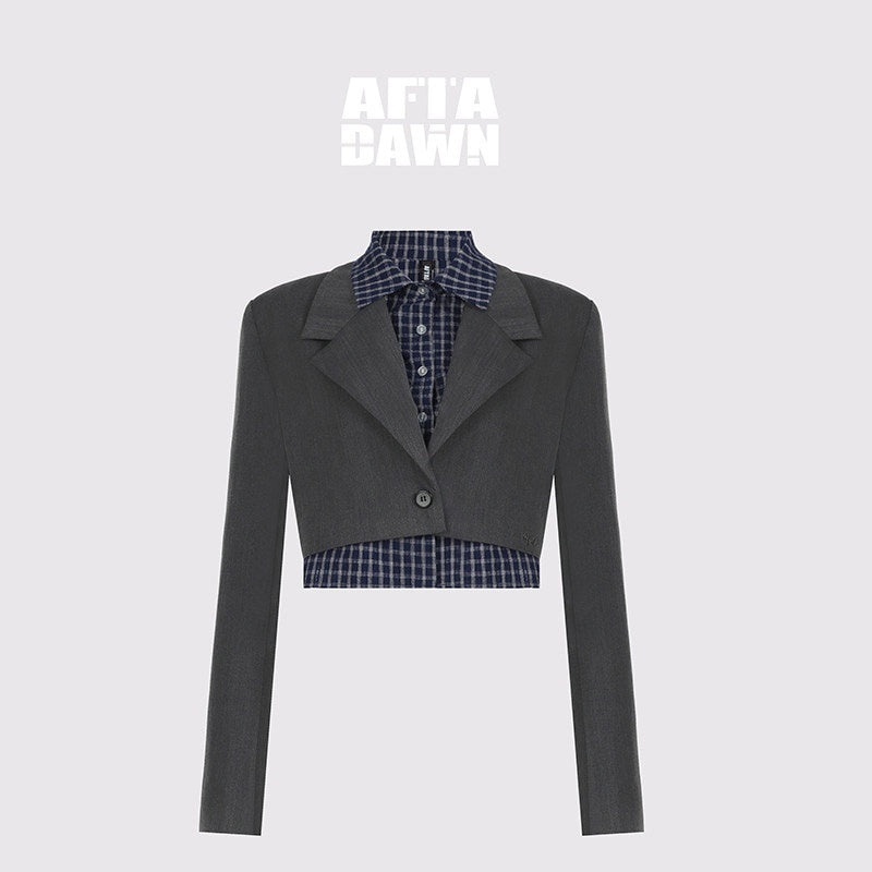 AFTADAWN_Plaid_Detachable_Double_Collar_Oversized_Pleated_Women&