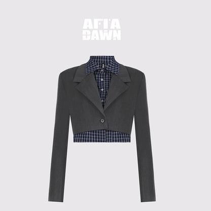AFTADAWN_Plaid_Detachable_Double_Collar_Oversized_Pleated_Women&