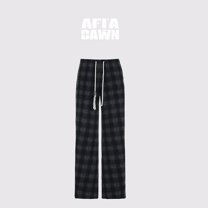 AFTADAWN_Plaid_Drawstring_Cotton_Feel_Women&