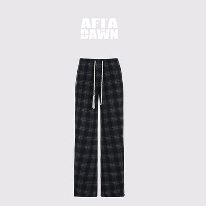 AFTADAWN_Plaid_Drawstring_Cotton_Feel_Women&