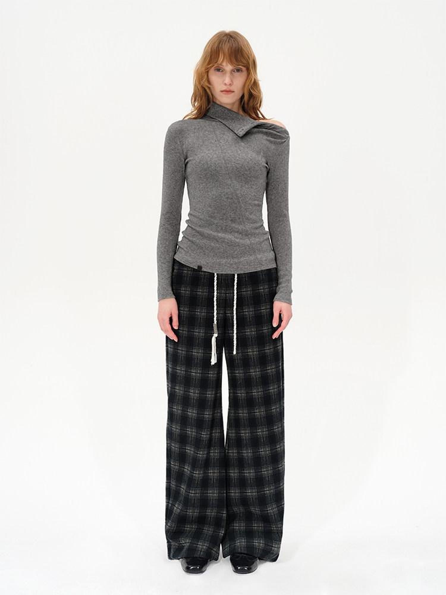 AFTADAWN Plaid Drawstring Cotton Feel Women&