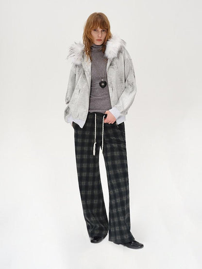 AFTADAWN Plaid Drawstring Cotton Feel Women&