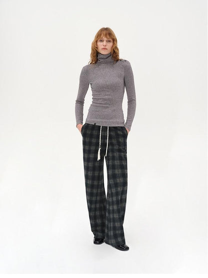 AFTADAWN Plaid Drawstring Cotton Feel Women&