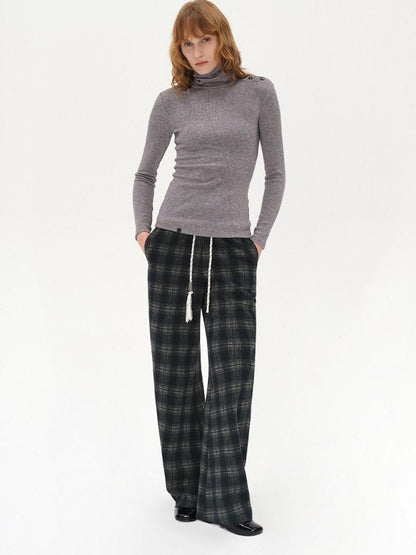 AFTADAWN Plaid Drawstring Cotton Feel Women&