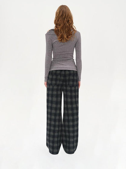 AFTADAWN Plaid Drawstring Cotton Feel Women&