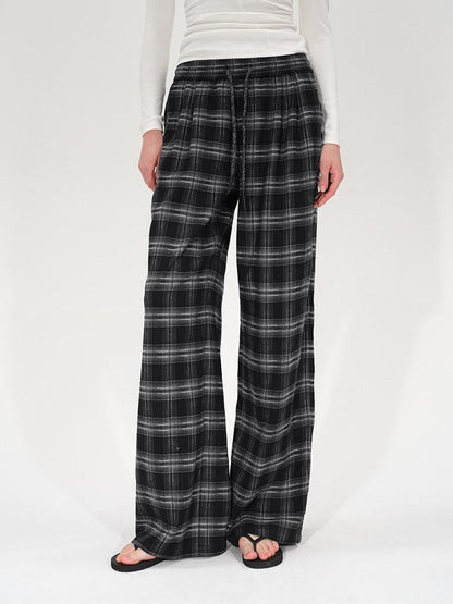 AFTADAWN Plaid Drawstring High Waist Women&