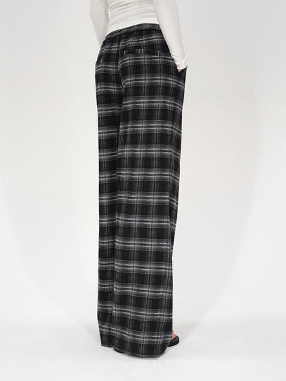 AFTADAWN Plaid Drawstring High Waist Women&