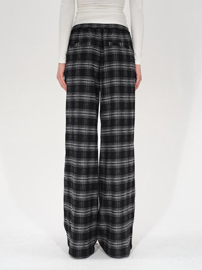 AFTADAWN Plaid Drawstring High Waist Women&