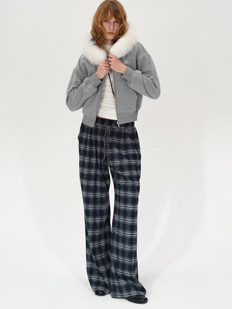 AFTADAWN Plaid Drawstring High Waist Women&