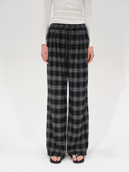 AFTADAWN Plaid Drawstring High Waist Women&