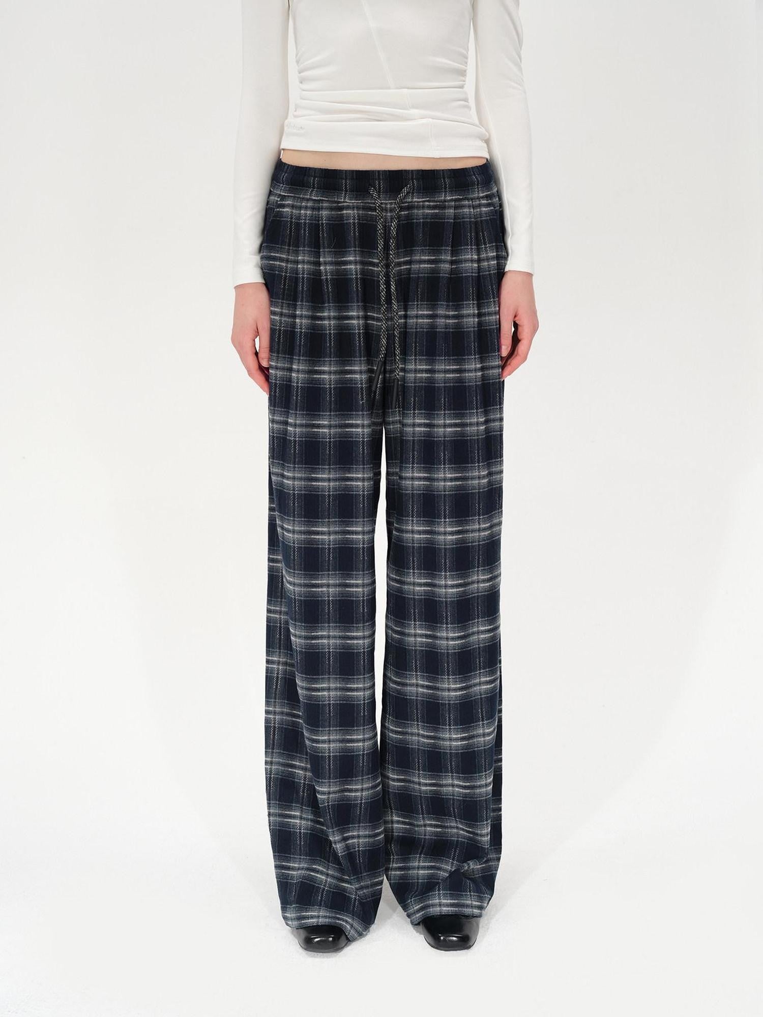 AFTADAWN Plaid Drawstring High Waist Women&