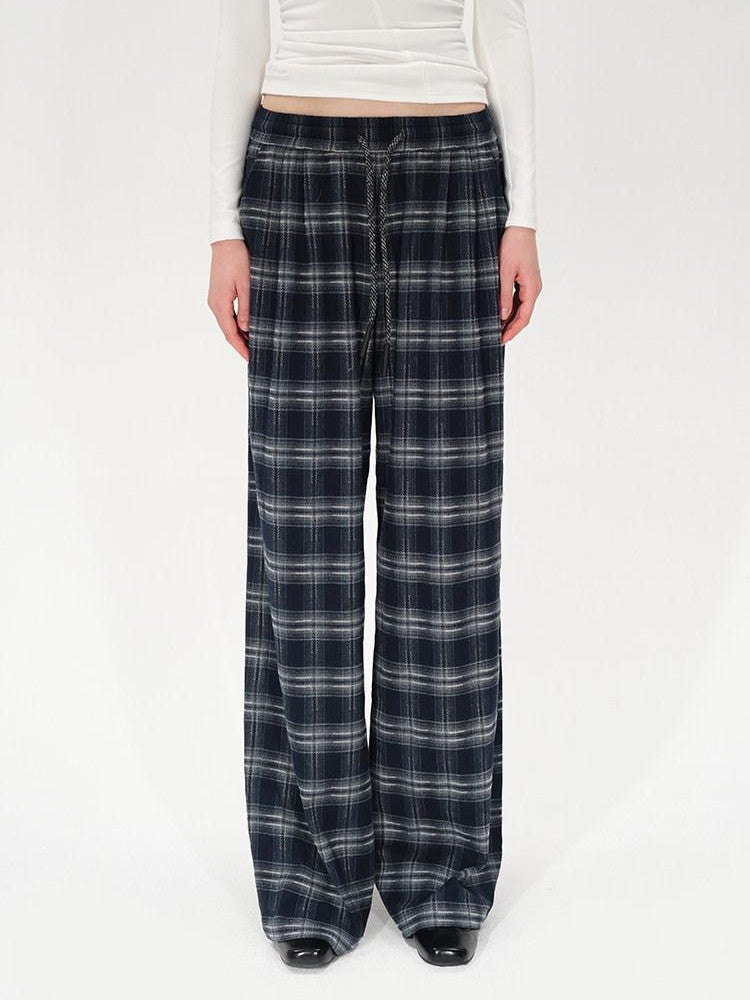 AFTADAWN Plaid Drawstring High Waist Women&