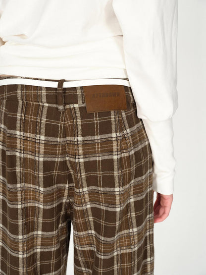 AFTADAWN Plaid Textured Pleated Low Waist Women&