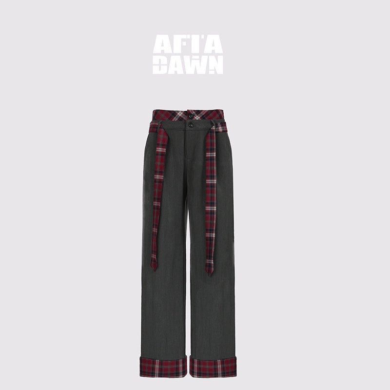 AFTADAWN_Plaid_Waistband_Two_Way_Flare_Trousers_with_Sash_MISSTT