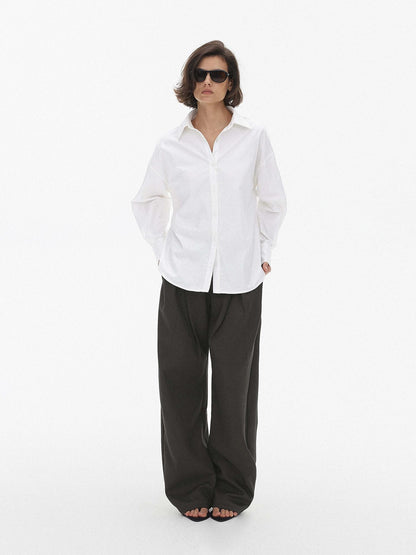 AFTADAWN Pleated Button Fly Straight Leg Lyocell Women&