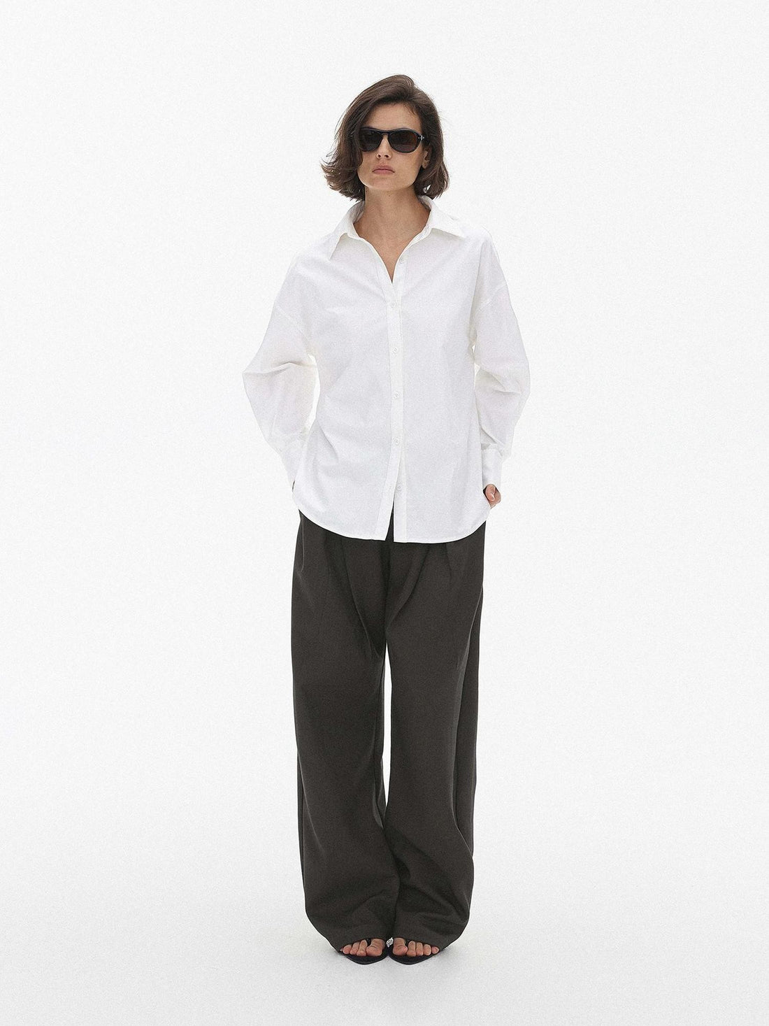 AFTADAWN Pleated Button Fly Straight Leg Lyocell Women&
