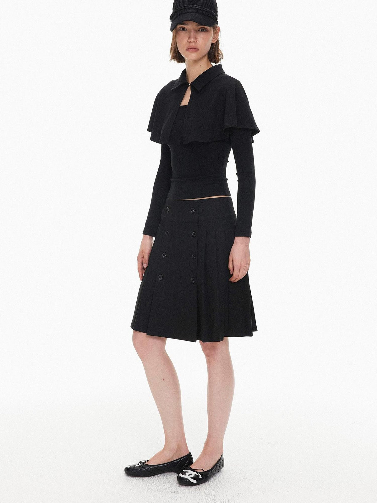 AFTADAWN Pleated Double Breasted Midi Women&