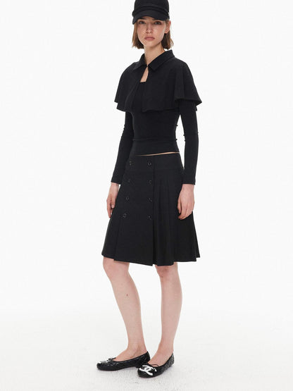 AFTADAWN Pleated Double Breasted Midi Women&