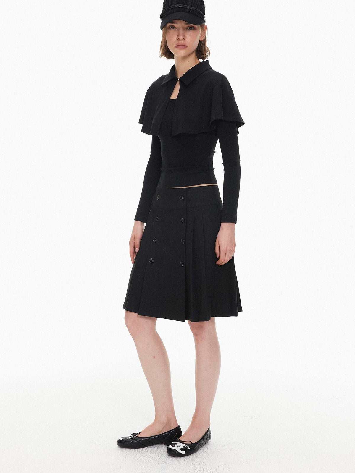 AFTADAWN Pleated Double Breasted Midi Women&