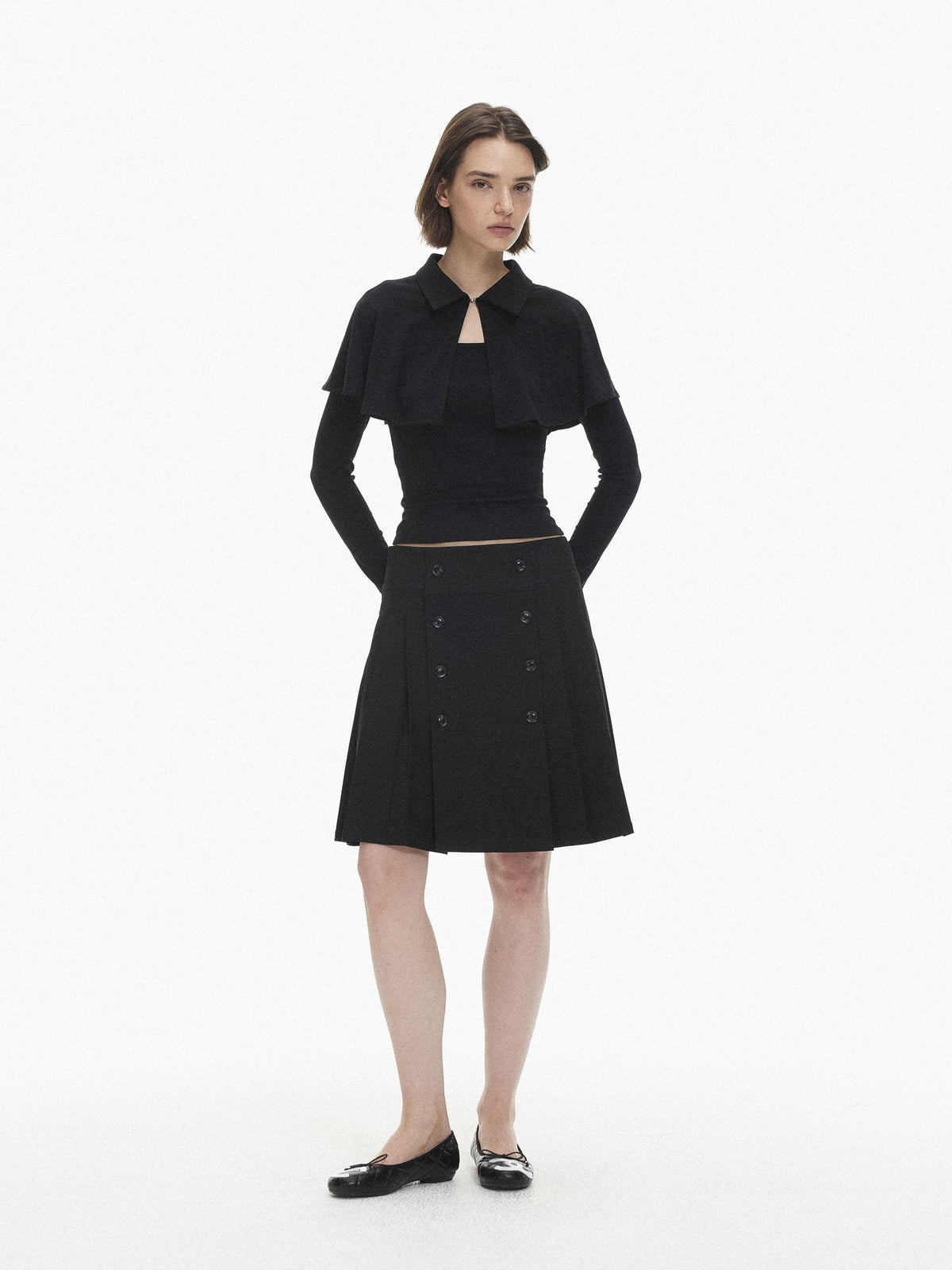 AFTADAWN Pleated Double Breasted Midi Women&