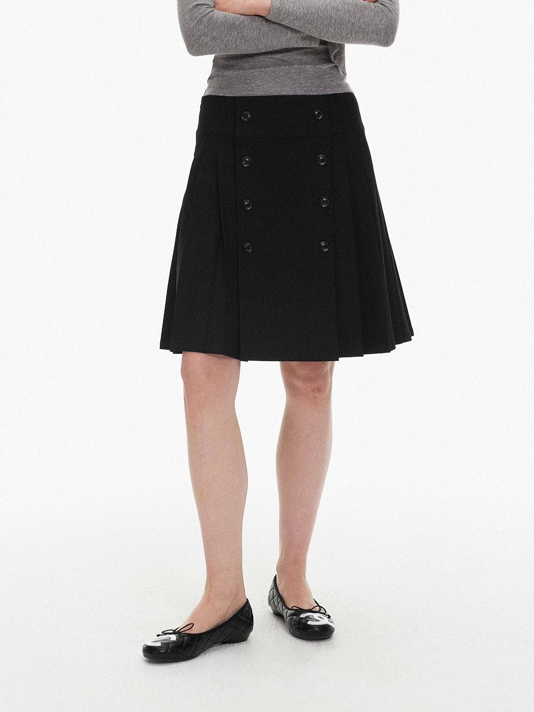 AFTADAWN Pleated Double Breasted Midi Women&