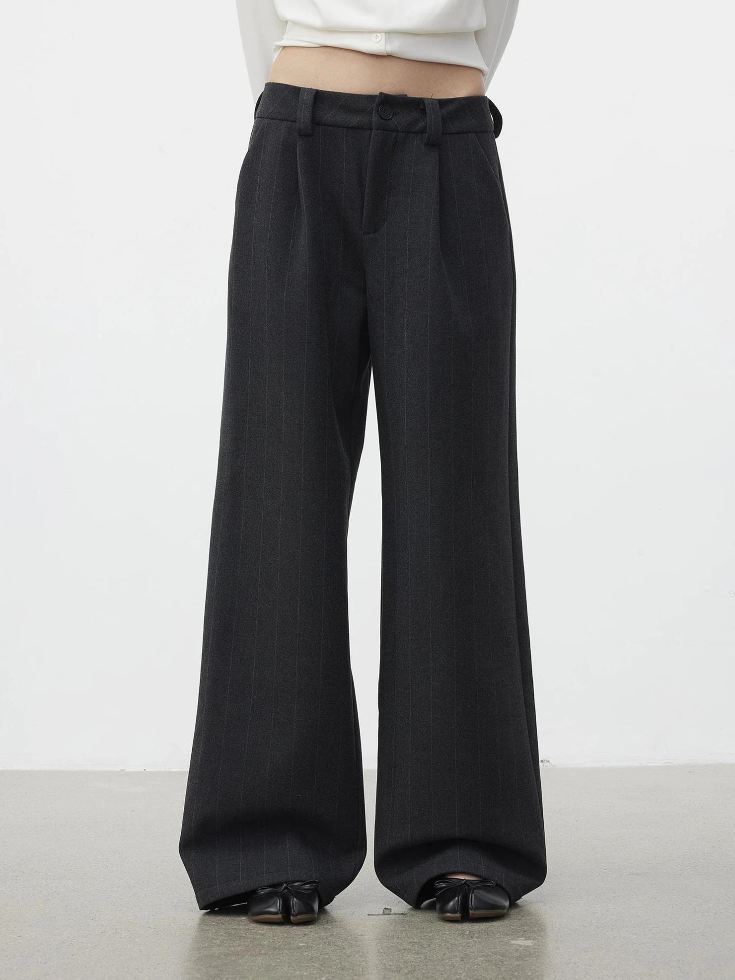 AFTADAWN Pleated Rayon Trousers With Wide Waistband Pants