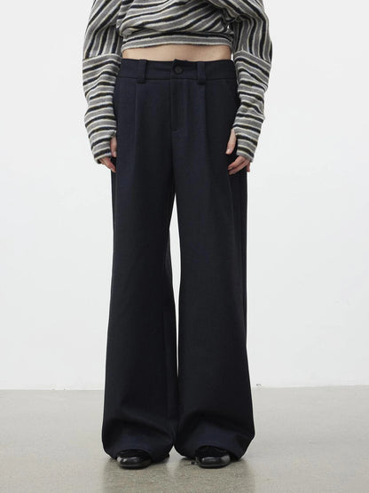 AFTADAWN Pleated Rayon Trousers With Wide Waistband Pants