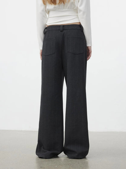 AFTADAWN Pleated Rayon Trousers With Wide Waistband Pants