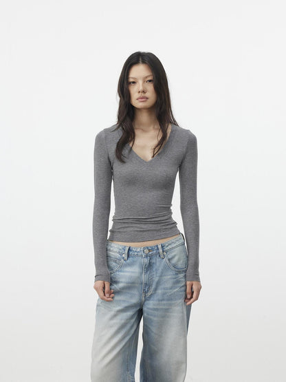AFTADAWN Pleated V-neck Waist Cinch Women&