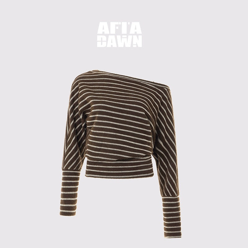 AFTADAWN_Plush_Striped_Asymmetric_Shoulder_Women&
