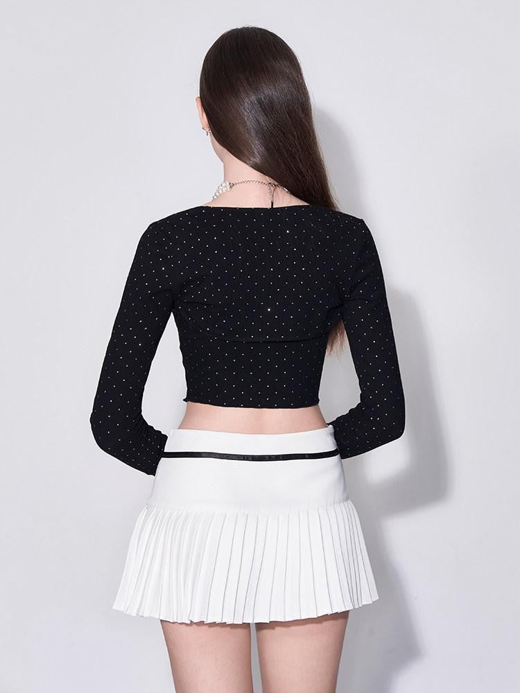 AFTADAWN Polka Dot Bow Spliced Bustier Women&