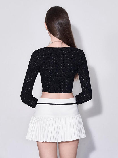 AFTADAWN Polka Dot Bow Spliced Bustier Women&