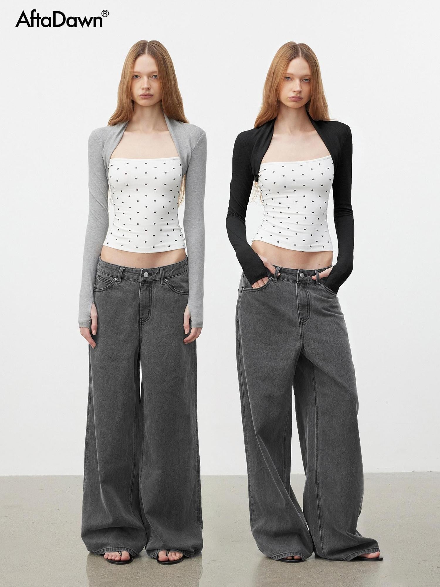 AFTADAWN Polka Dot Spliced Layered Women&