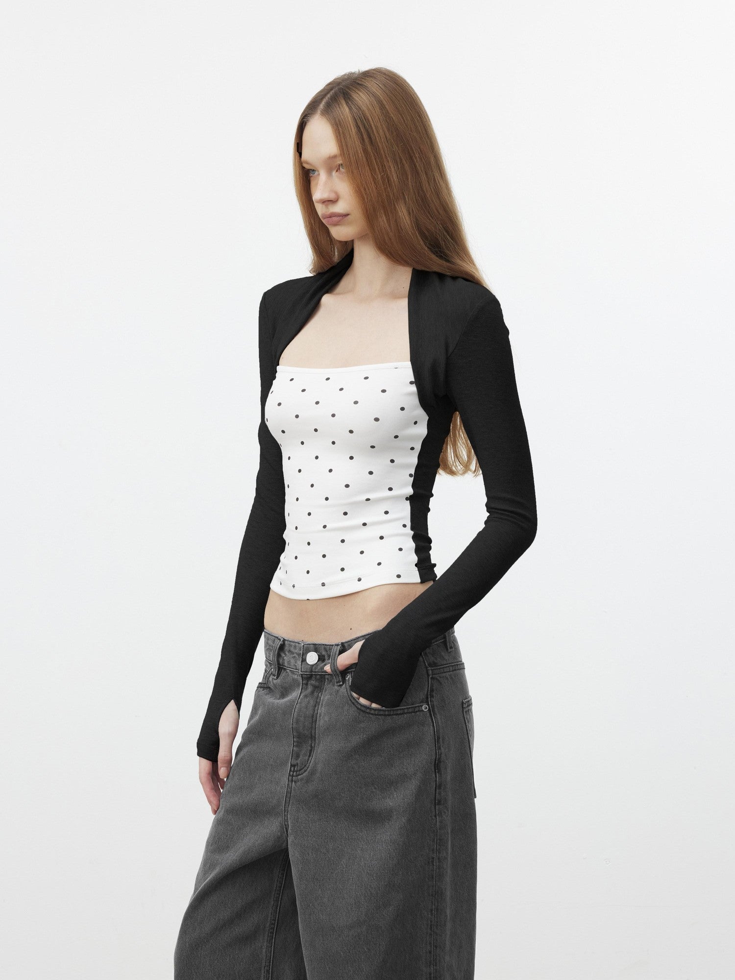 AFTADAWN Polka Dot Spliced Layered Women&