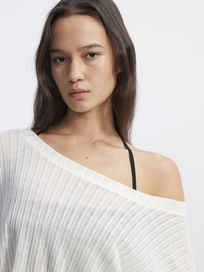 AFTADAWN Purple Textured Knit Asymmetric Shoulder Women&