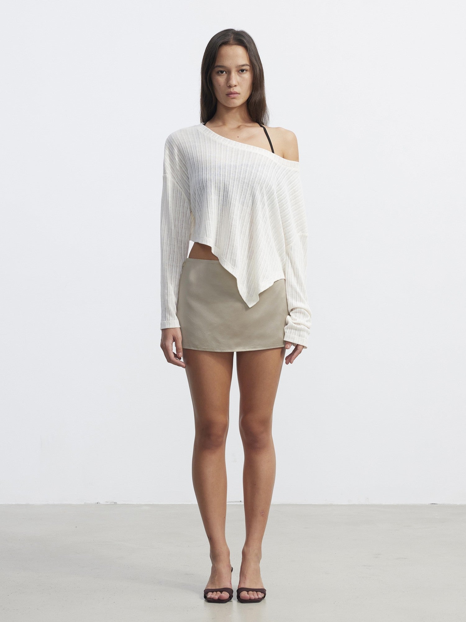 AFTADAWN Purple Textured Knit Asymmetric Shoulder Women&