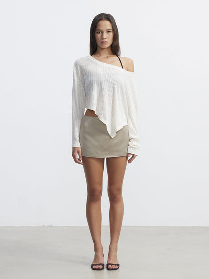AFTADAWN Purple Textured Knit Asymmetric Shoulder Women&