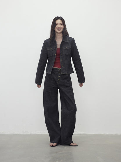 AFTADAWN Raw Indigo Deconstructed Contrast Stitch Women&