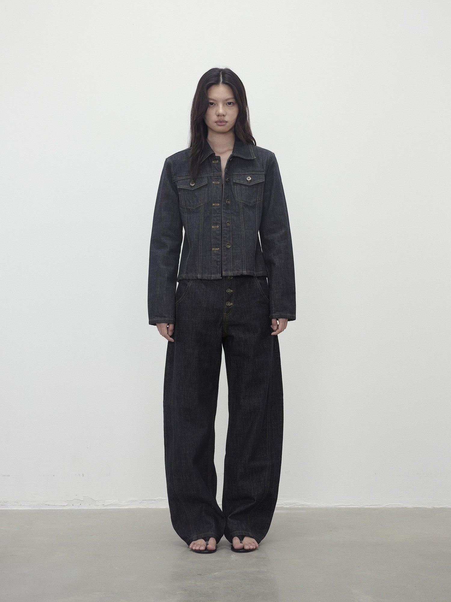 AFTADAWN Raw Indigo Deconstructed Contrast Stitch Women&
