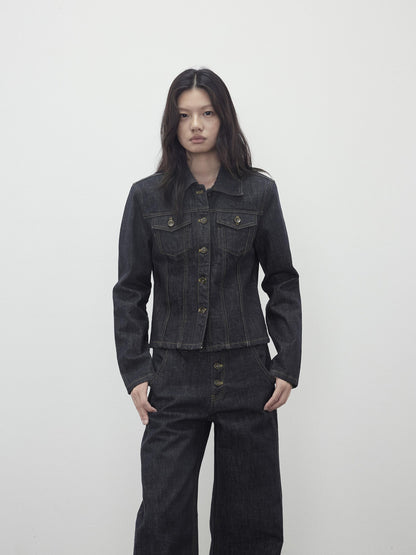 AFTADAWN Raw Indigo Deconstructed Contrast Stitch Women&