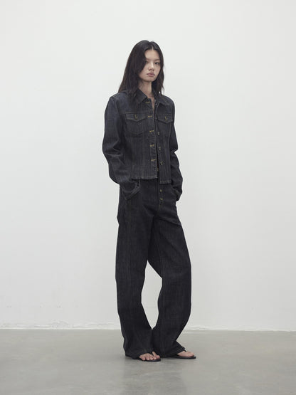 AFTADAWN Raw Indigo Deconstructed Contrast Stitch Women&