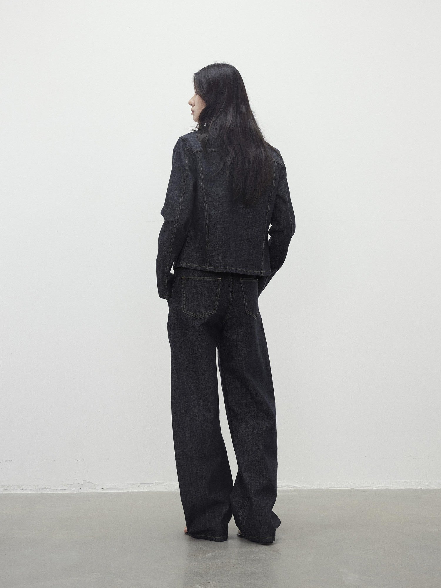 AFTADAWN Raw Indigo Deconstructed Contrast Stitch Women&