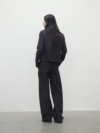 AFTADAWN Raw Indigo Deconstructed Contrast Stitch Women&