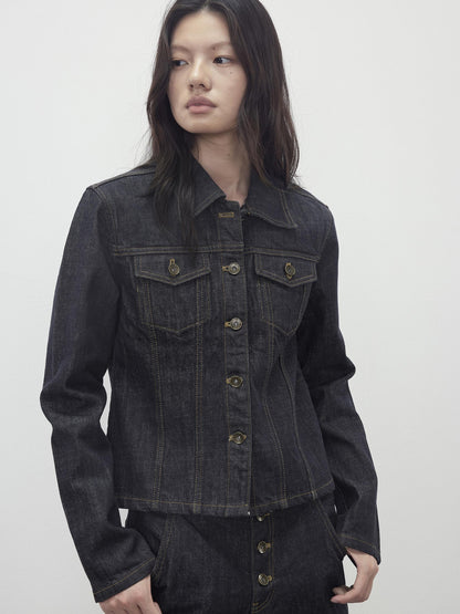 AFTADAWN Raw Indigo Deconstructed Contrast Stitch Women&