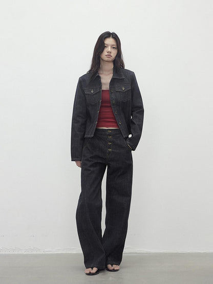 AFTADAWN Raw Indigo Deconstructed Contrast Stitch Women&